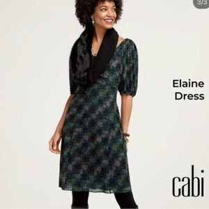 CAbi Elaine Midi Dress - Black and Green